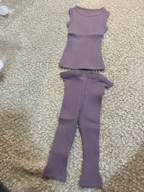 Ribbed Two-Piece Knit Set in Soft Lavender - Picture 3 of 4